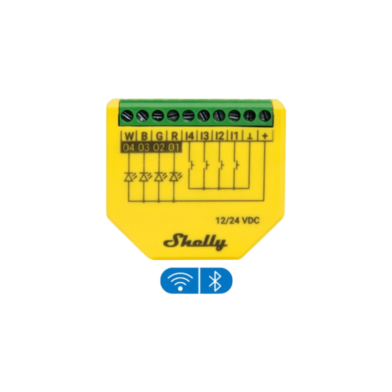 Controlador LED RGBW Shelly Plus WiFi 12A | Precio México - Envío Inmediato | LM Soluciones