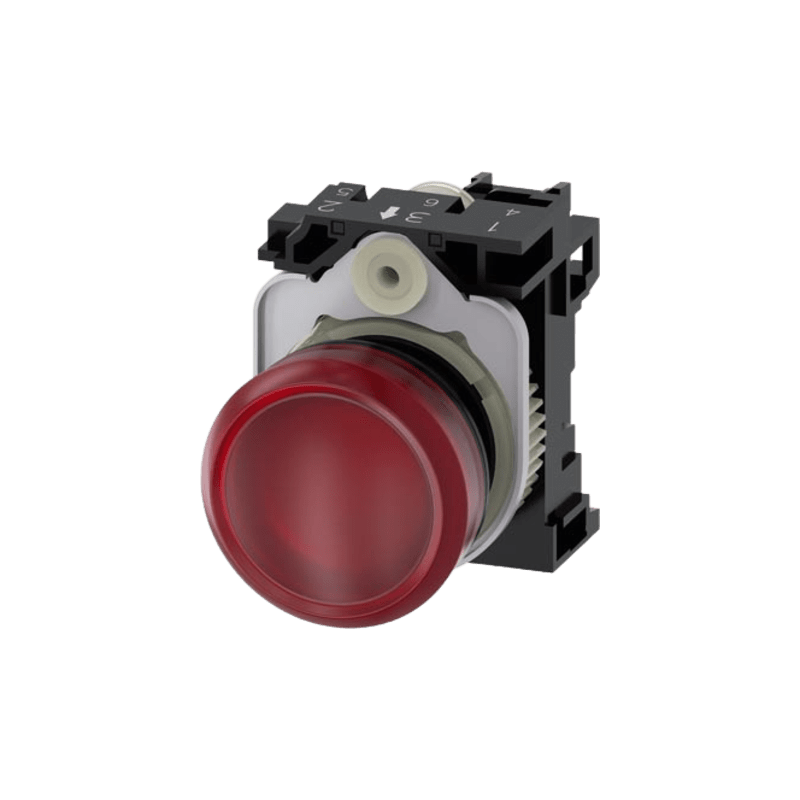 Lampara de señalización plástica con led color Roja, 24Vca-Vcd