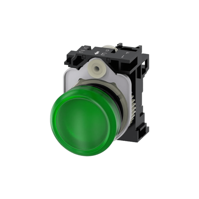 Lampara de señalización plástica con led color Verde, 110Vca