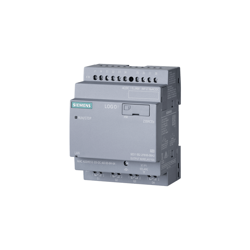Módulo Lógico Programable LOGO! 230RCEo / 115-230 V AC/DC / 8 DI / 4 DO Relé / Ethernet / Servidor Web / Memoria 400 Bloques / Ampliación Modular / Certificaciones UL FM