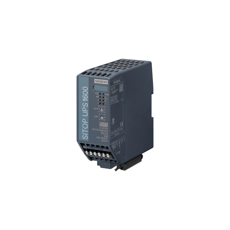 Fuente de Poder Ininterrumpible SITOP UPS1600 / 24 V DC / 20 A / Ethernet PROFINET / OPC UA Server / Web Server / Buffering Ajustable 0.5-20 min / IP20