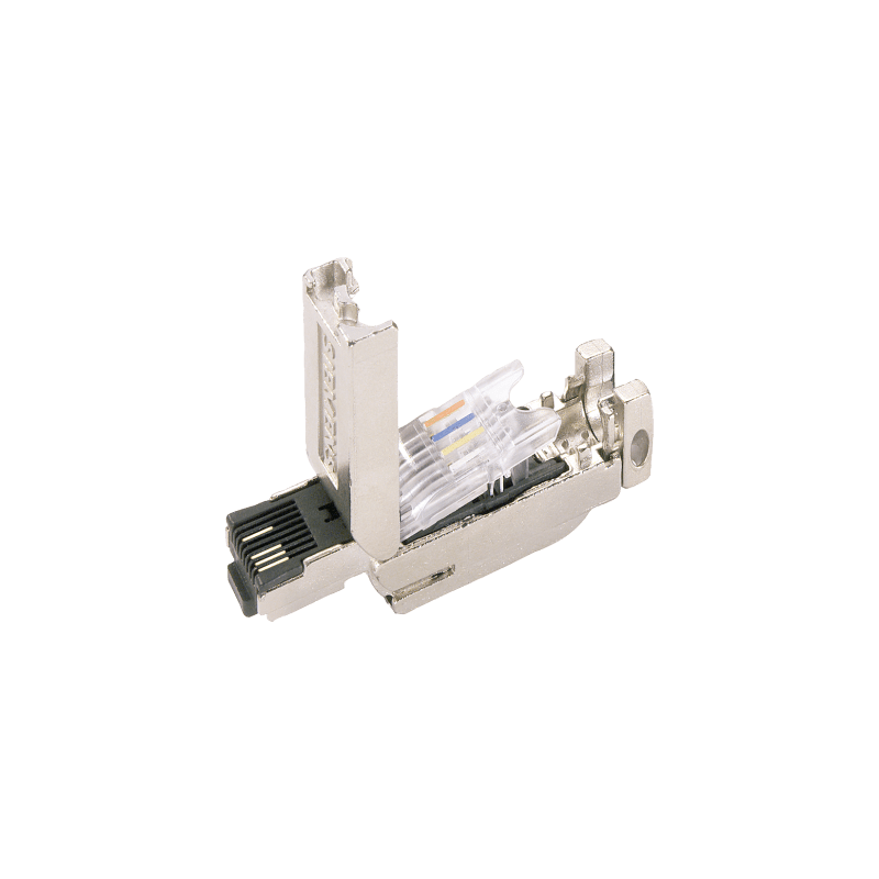 Conector RJ45 / FastConnect / 180° / 10/100 Mbit/s / 4 Hilos / Metal / IP20 / 10 Reusos / PoE / PoE+
