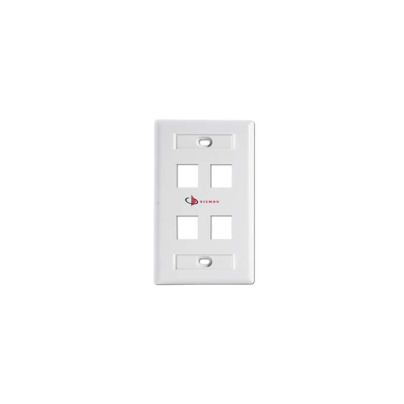 Placa de Pared Keystone 4 Salidas SIEMON Blanco