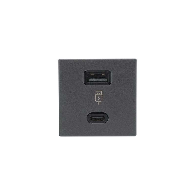 Módulo Doble USB Carga Rápida 30W Simon Grafito | Precio México - Envío Inmediato | LM Soluciones