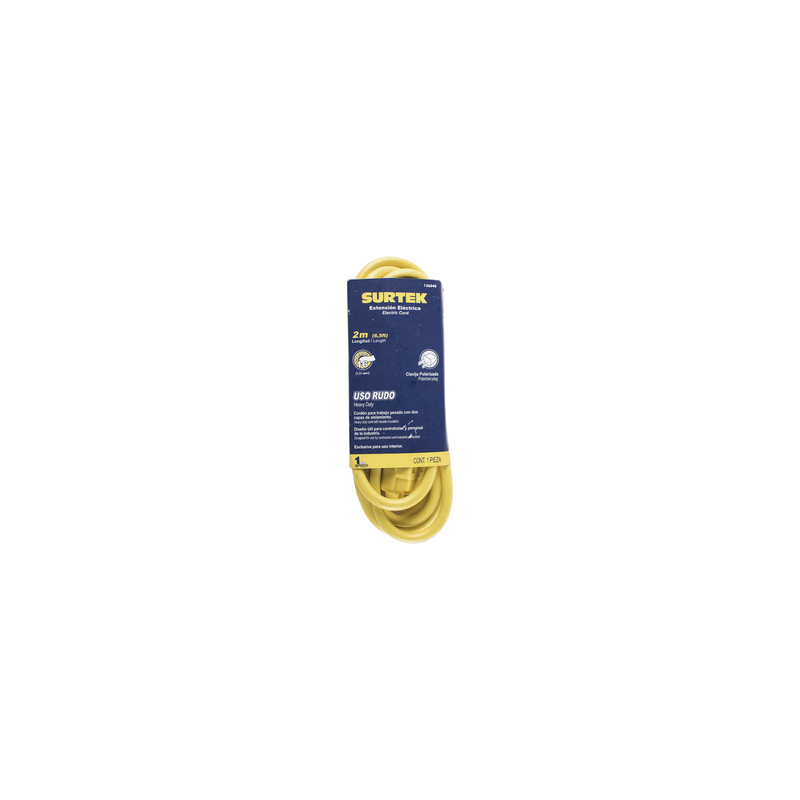 Extensión Eléctrica Uso Rudo 2m 127V 10A Amarillo Surtek | Precio México - Envío Inmediato | LM Soluciones