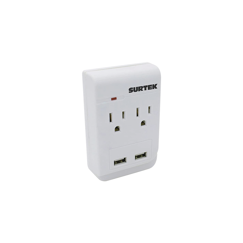 Multicontacto SURTEK con 2 Contactos y 2 Puertos USB | Precio México - Envío Inmediato | LM Soluciones