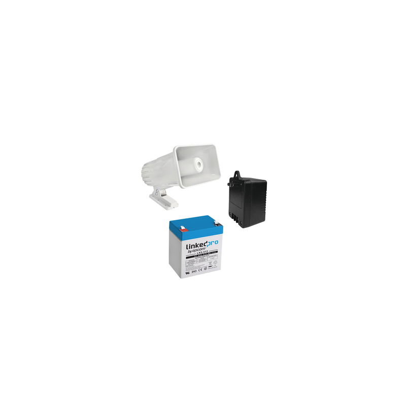 Kit de accesorios con Bateria 5.5 Ah, Transformador 16.5Vca  y sirena de 30 watts