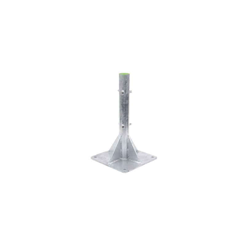 Base para Mástil Hasta 2" con Opresores, Base de 50 x 50 cm y Tubo de 80 cm Ced. 30. Galv. Inmersión.