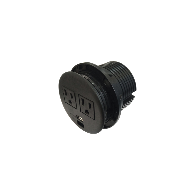Multicontactos Empotrable Doble/USB A&C Negro THORSMAN