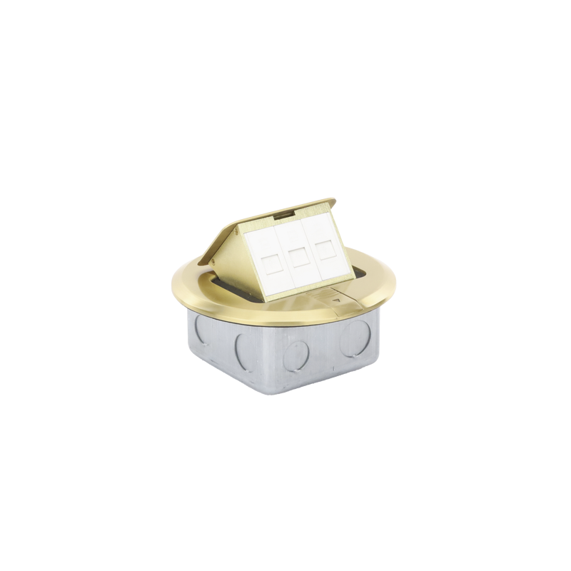 Mini Caja de Piso Redonda Bronce Thorsman 3 Contactos Keysto | Precio México - Envío Inmediato | LM Soluciones