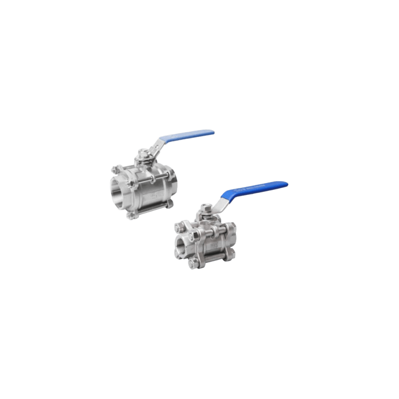 Válvula de Bola 3 Piezas Acero Inoxidable / Presión 1000 WOG / Material SS304 / Conexión Neumática / Marca Titan