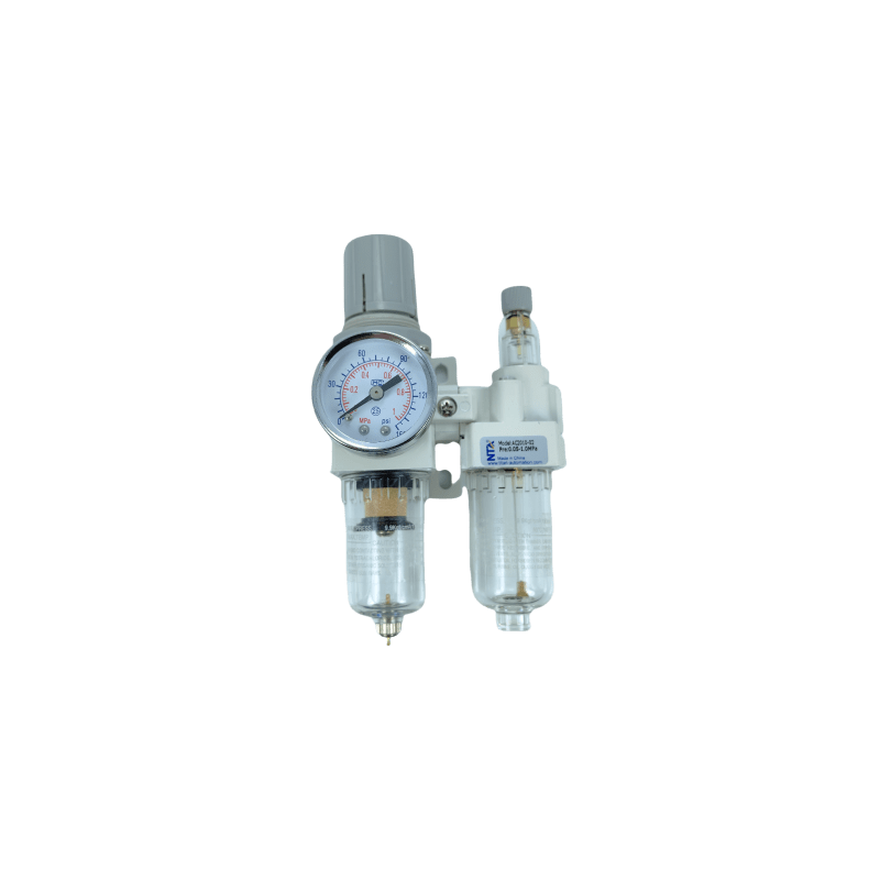 Unidad de Mantenimiento Neumático NTA-AC2010-02 / Lubricador y Regulador con Filtro / Puerto G1/4´´ / Presión Máxima 150 psi / Caudal 1000 l/min / Precisión de Filtrado 40µm
