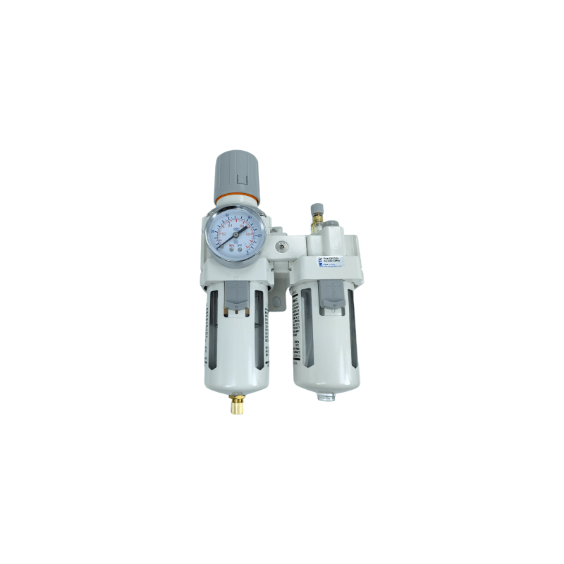 Lubricador y Regulador de Filtro / Puerto G3/8´´ / Presión Máxima 150 psi / Caudal Máximo 2200 l/min / Precisión Filtro 40µm