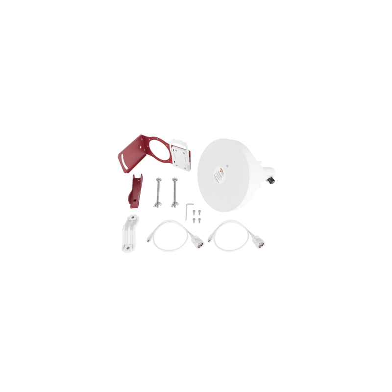 Antena Tipo Horn de 30 °, 19 dBi, 4.9-6.5 GHz, Ideal para ambientes de alto ruido,  Tipo de conector N-Hembra, con montaje y jumpers incluidos 