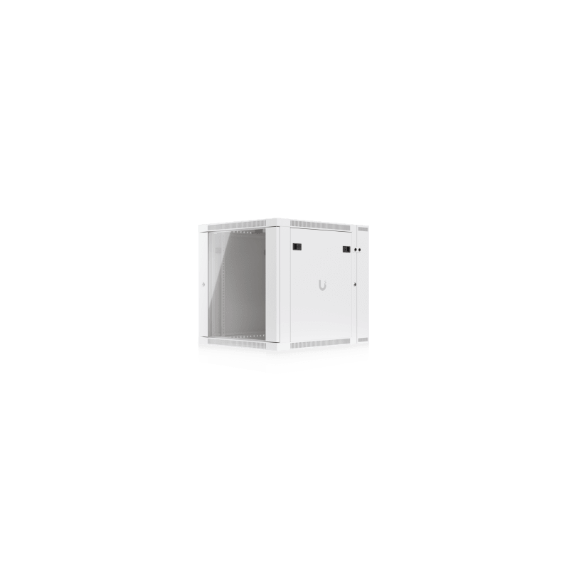 UACC Rack Cabinet 12U (600 x 703 mm) - Gabinete Cerrado para Montaje en Pared con Puerta Frontal de Vidrio Templado, Puerta Trasera Abatible (Swing-Out) y Paneles Laterales Removibles con Llave