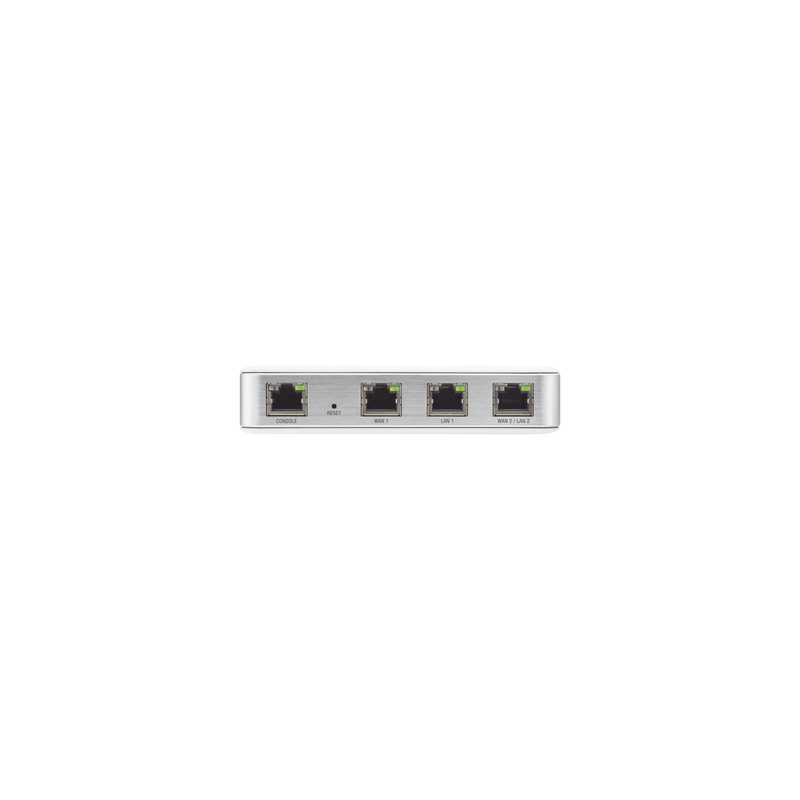 Router UniFi puertos Ethernet Gigabit, desempeño de 1 Mpps, hasta 100 dispositivos en LAN, bloqueo de tráfico por categoría, administración desde la nube 