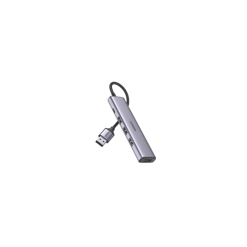 Convertidor USB-A 3.0 a 4 Puertos USB-A 3.0 / 5 Gbps Transferencia / Alimentación por USB-C / Compatibilidad Multiplataforma / Protección Cortocircuito y Sobrecorriente