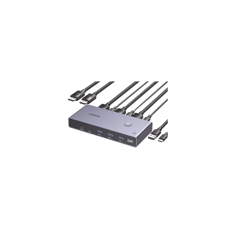 Conmutador KVM UGREEN DisplayPort 8K 2 Entradas 4 USB 3.0 | Precio México - Envío Inmediato | LM Soluciones