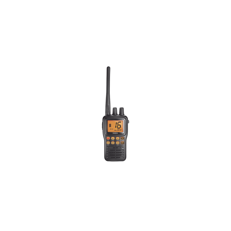 Radio Marino Portátil VHF, flotante y sumergible, Rx: 156.050-163.275MHz Tx: 156.025-157.425MHz, cumple con los canales marinos Internacionales, de EUA y Canadá