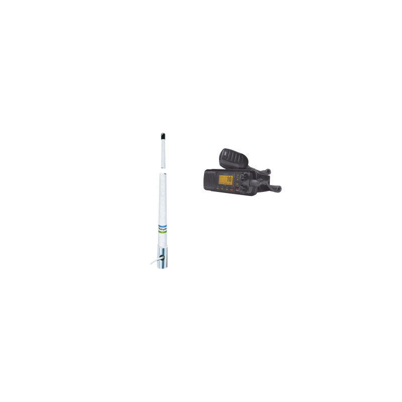 Kit de radio móvil VHF marino UNIDEN UM-385 con antena Shake