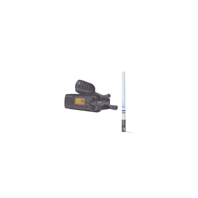 Kit Radio UM385BK con Antena Marina Fibra Vidrio Uniden