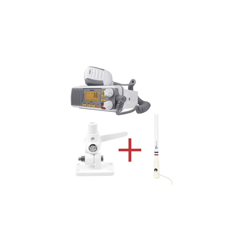 Kit de radio UM385 | mas antena marina de fibra de vidrio TX-5206-SYS y soporte para antena 4186