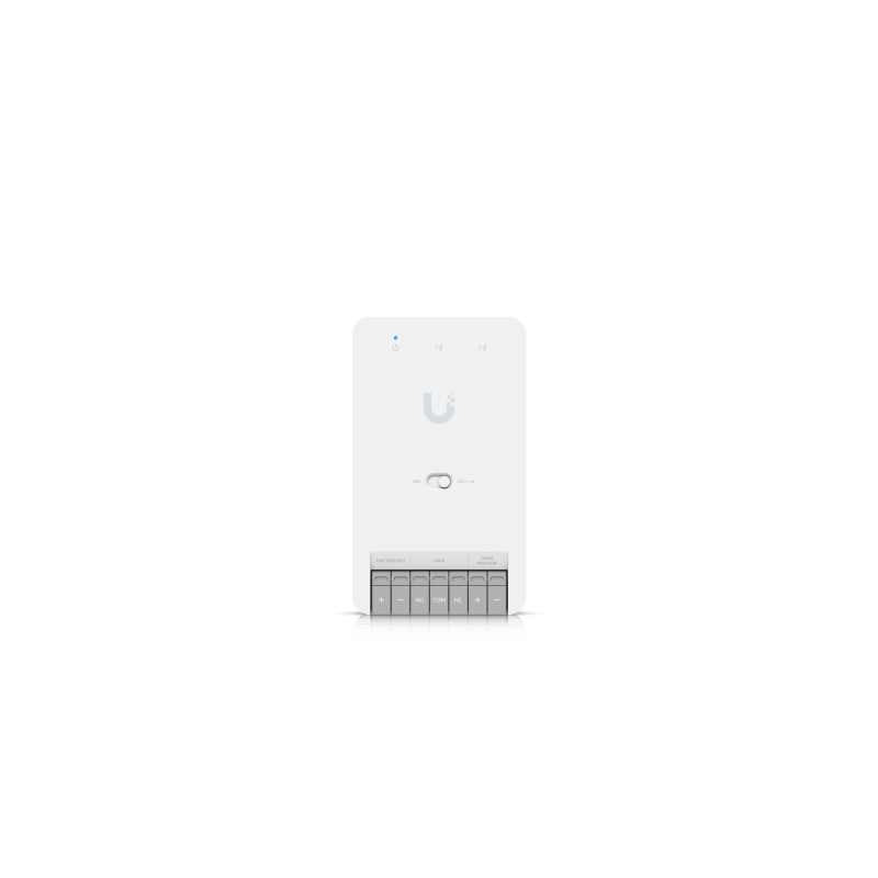 Centro de Control de Acceso Compacto Ubiquiti UniFi / Terminal de Bloqueo 12V / Entradas Adicionales Sensor y Botón / Alimentación PoE++ / Conexión para Dos Lectores o Cámaras / Uso Interior