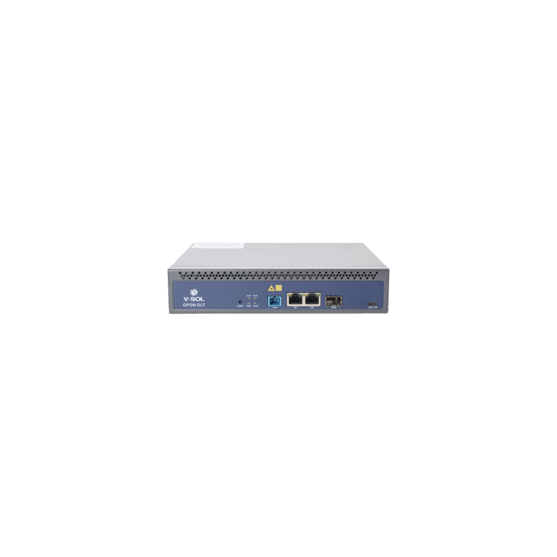 OLT de 1 puerto GPON SC/UPC + 3 puertos Uplink (2 puertos Gigabit Ethernet + 1 puerto SFP/SFP+), Fuente de alimentación redundante AC/DC , hasta 128 ONUS