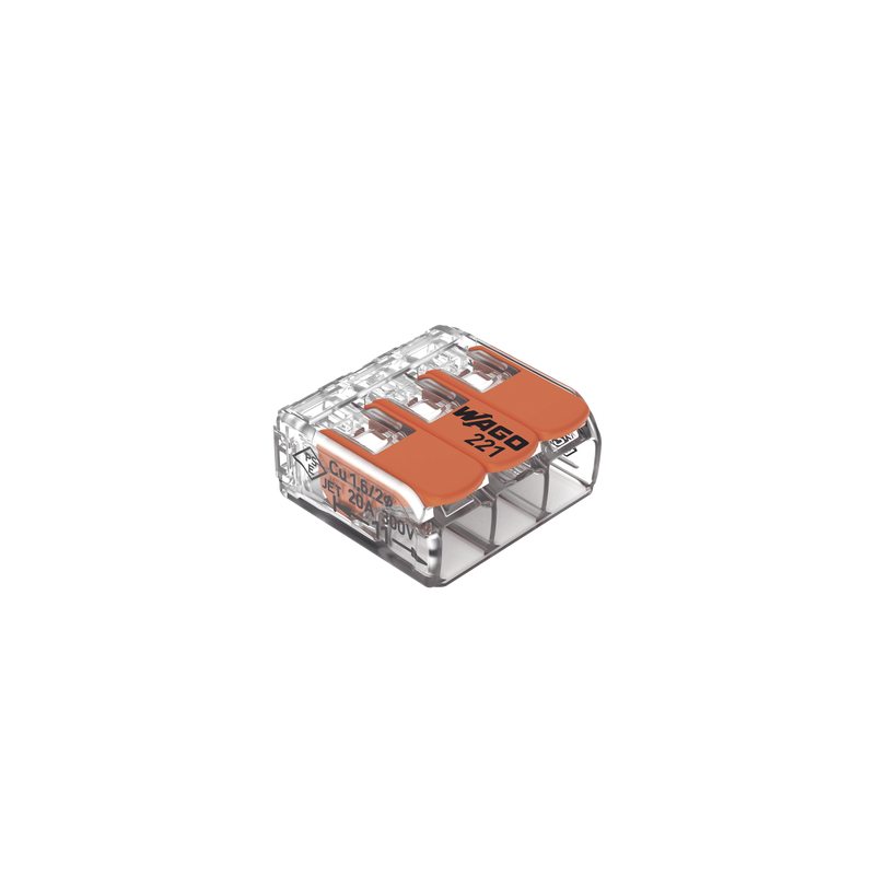 Borne de Conexión WAGO 221-413 3 Conductores 4mm² 32A | Precio México - Envío Inmediato | LM Soluciones