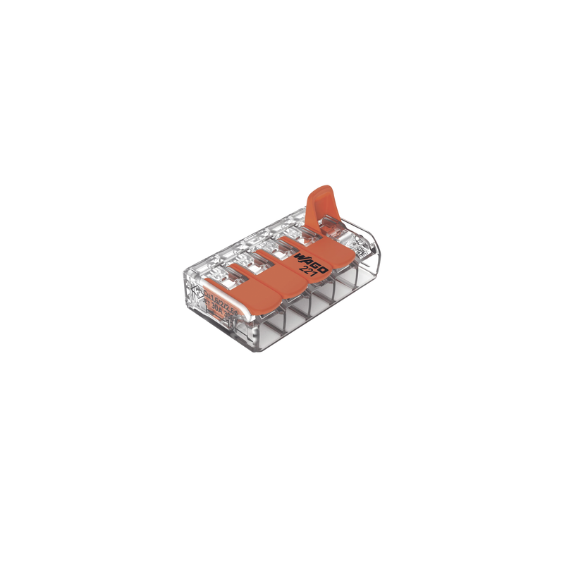 Conector Eléctrico WAGO 221-615 5 Puntos 6mm² 30A | Precio México - Envío Inmediato | LM Soluciones