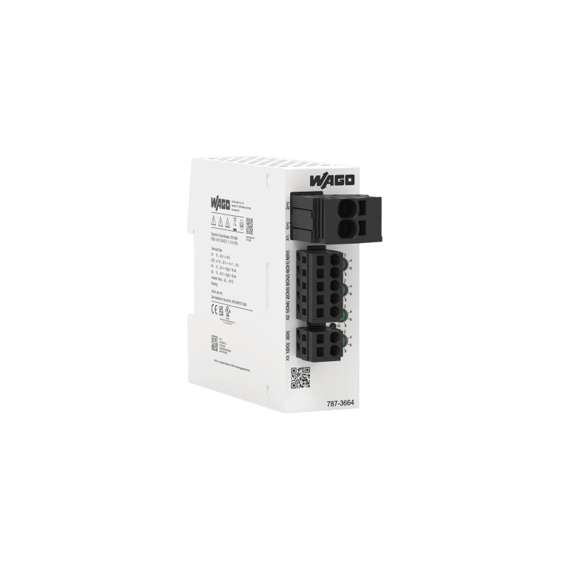 Interruptor Electrónico 4 Canales / 24V DC / 1-10 A Ajustable por Canal / Contacto Libre de Potencial / Activación >50.000 μF / LED Tricolor / Montaje Carril DIN