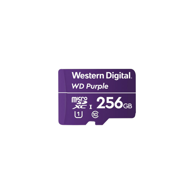Memoria microSD de 256 GB PURPLE, Especializada Para Videovigilancia, 10 VECES MAYOR DURACIÓN, 3 AÑOS DE GARANTIA