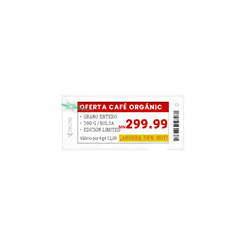 Etiqueta Electrónica ZKONG 2.9p BLE 5.0