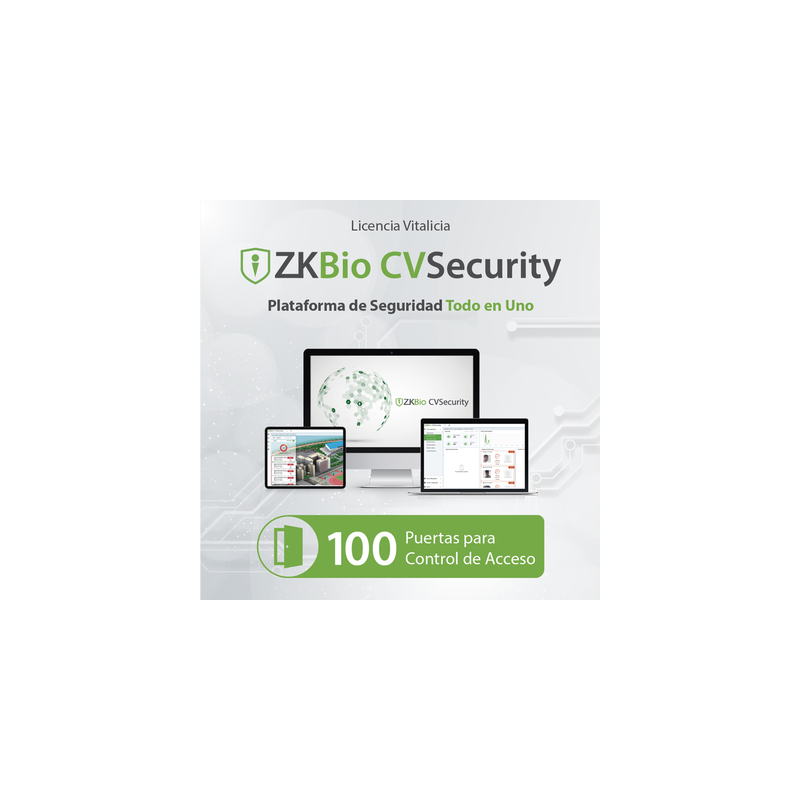 Licencia ZKBioCVsecurity 100 puertas control acceso ZKTECO