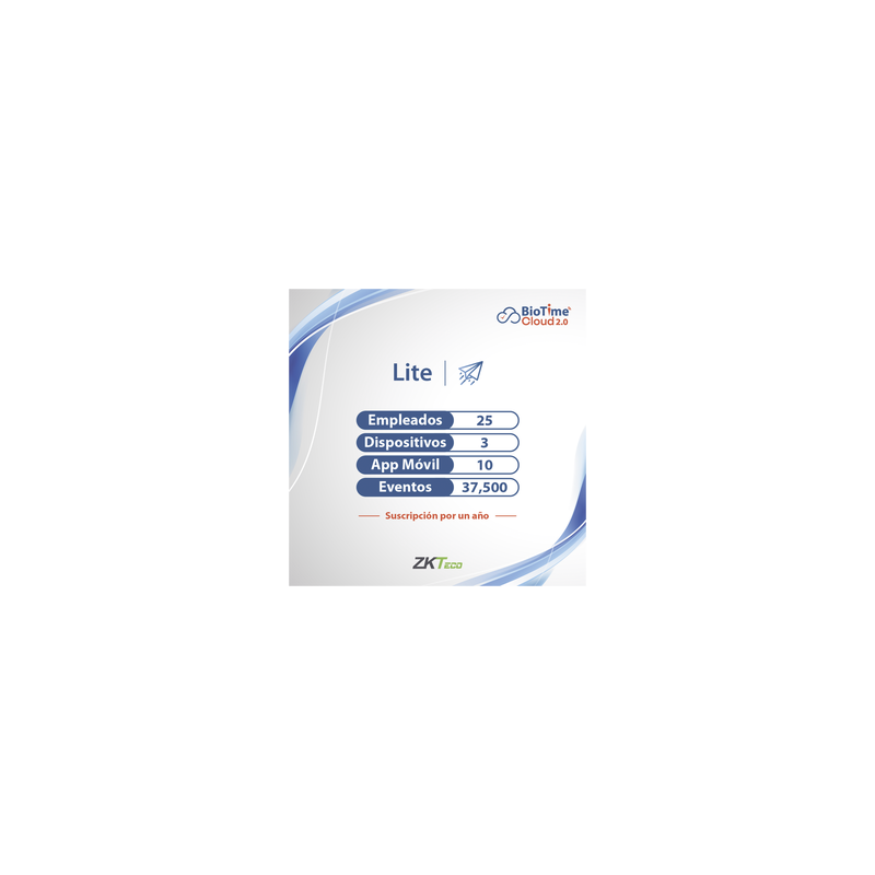Licencia Lite BioTime Cloud 2.0 25 usuarios 3 dispositivos Z