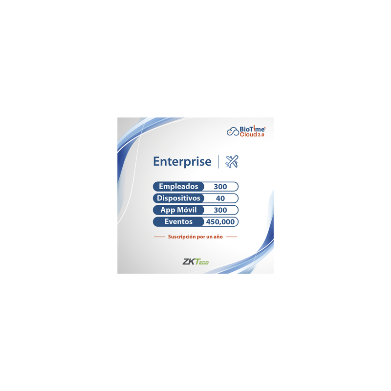 Licencia Enterprise Biotime Cloud 2.0 300 usuarios 40 disp