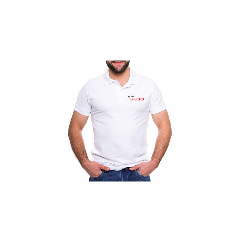 Playera Tipo Polo Blanca epcom TURBOHD