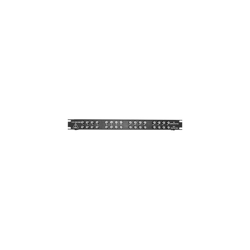 Protector de línea de video de 16 canales, 1U, conexión BNC coaxial entra/sale, sujeción 2.8 V