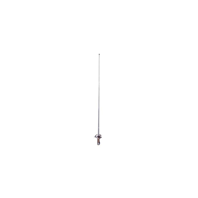 Antena Base para Banda Civil (CB), Ganacia de 3 dBi, Frecuencia 26.960 - 27.400 MHz, Ajuste manual de altura, Conector UHF-Hembra.